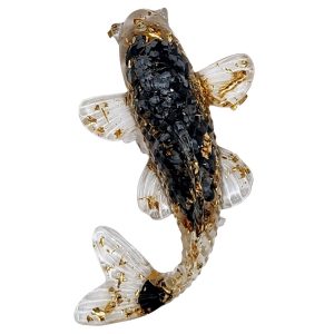figurine poisson carpe obsidienne flocon de neige feng shui vue dessus