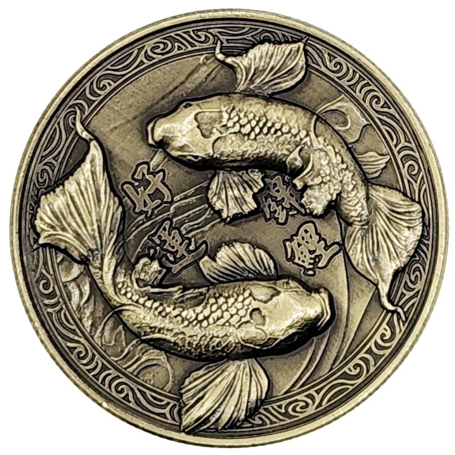 Amulette Double Carpes Koï Feng Shui recto
