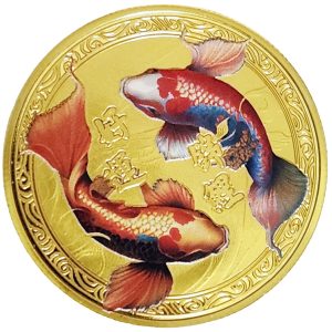 Amulette Double Carpes Koï colorées Feng Shui recto