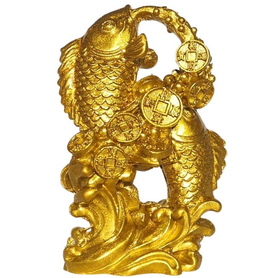 statue poissons Carpes passant la porte du Dragon vue côté