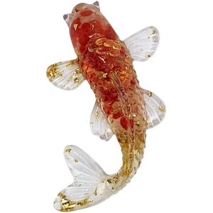 figurine poisson carpe rouge feng shui vue dessus