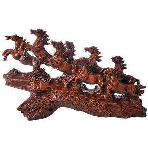 statue huit chevaux au galop feng shui vue de face