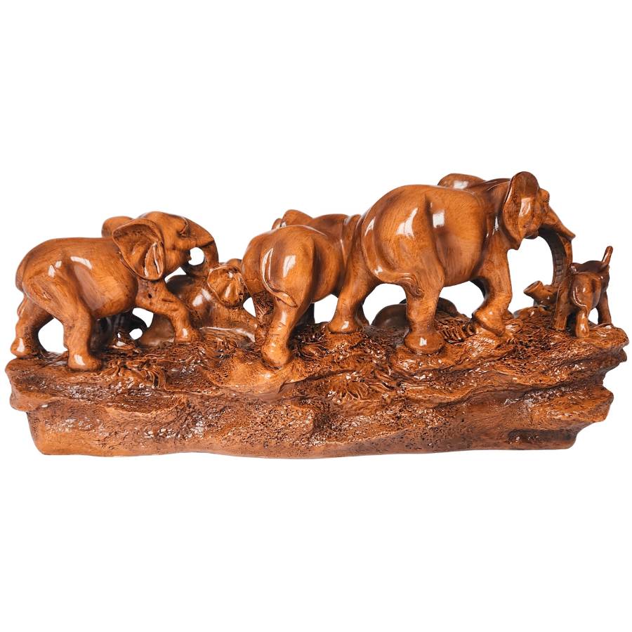 Grande Statue Famille Éléphants – détail du troupeau et finitions