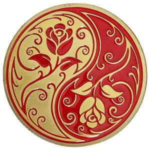 Amulette Yin Yang dorée Feng Shui recto