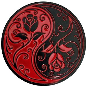 Amulette Yin Yang rouge et noir Feng Shui recto