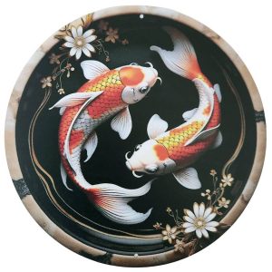 plaque décorative Double Poissons Carpes Feng Shui