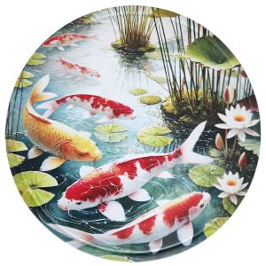 plaque décorative Poissons Carpes aux Nénuphars Feng Shui