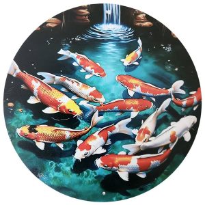 plaque décorative Carpes Koï et Cascade Feng Shui