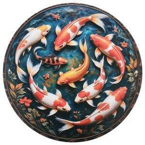plaque décorative Poissons Carpes Symboliques Feng Shui