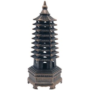 Pagode Wen Chang porte-encens Feng Shui en métal bronze