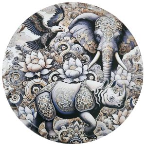 plaque décorative Rhino Éléphant bleus Apaisants Feng Shui