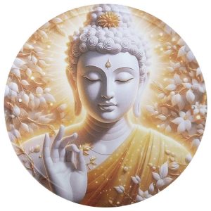 plaque décorative Bouddha Vitarka Mudrâ Feng Shui, vue de face