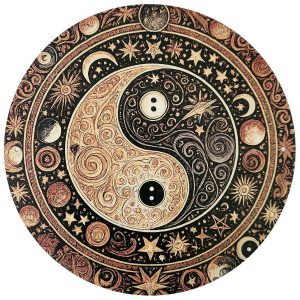 Plaque décorative Yin Yang Cosmique Feng Shui, vue de face