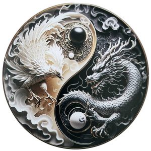 plaque décorative yin yang dragon phénix équilibre feng shui