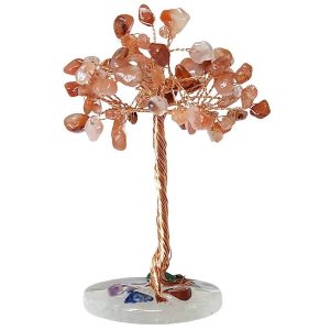 arbre de vie en agate cornaline sur socle en agate