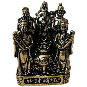 statue cinq dieux de la richesse feng shui en laiton vue face