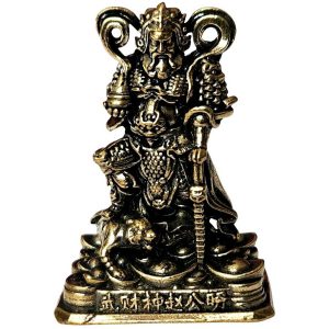 statue dieu de la richesse wu caishen feng shui en laiton vue face