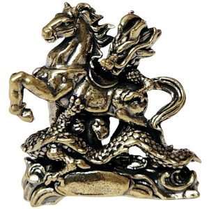 statue cheval au dragon en laiton feng shui – vue de face