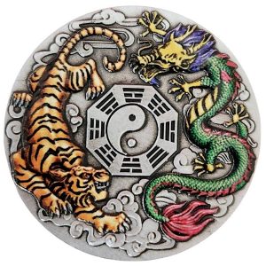 amulette des 2 animaux célestes dragon et tigre yin yang