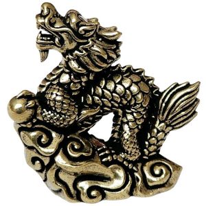 Statue Dragon Serpent en laiton Feng Shui – vue de face