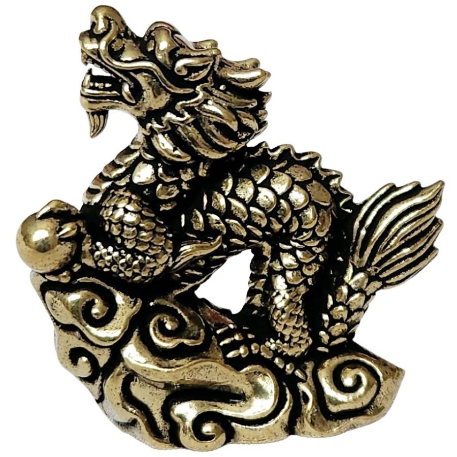 Statue Dragon Serpent en laiton Feng Shui – vue de face