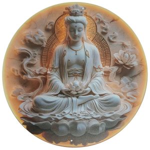 Plaque décorative Guan Yin au Lotus Feng Shui – vue avant