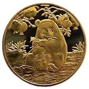 amulette dorée panda aux bambous feng shui