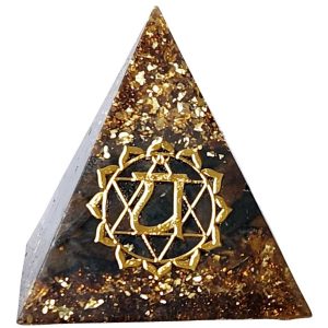 Pyramide orgonite Anahata chakra œil de tigre marron