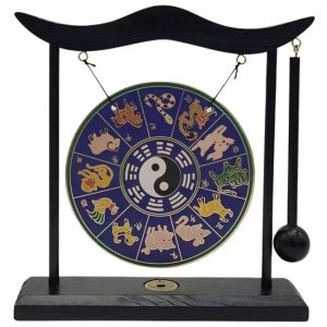 gong meditation bagua zodiaque bleu feng shui, vue de face