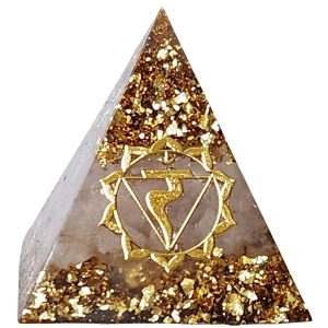 Pyramide orgonite Manipura chakra en quartz rose