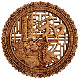 Panneau décoratif sculpté Panier d’Abondance bois