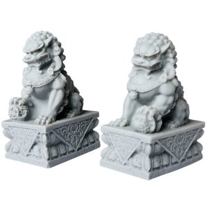 Gardiens Feng Shui des Entrées en pierre – vue de face duo protecteur