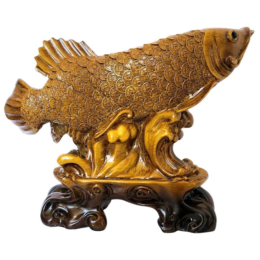 statue arowana feng shui double poissons prospérité