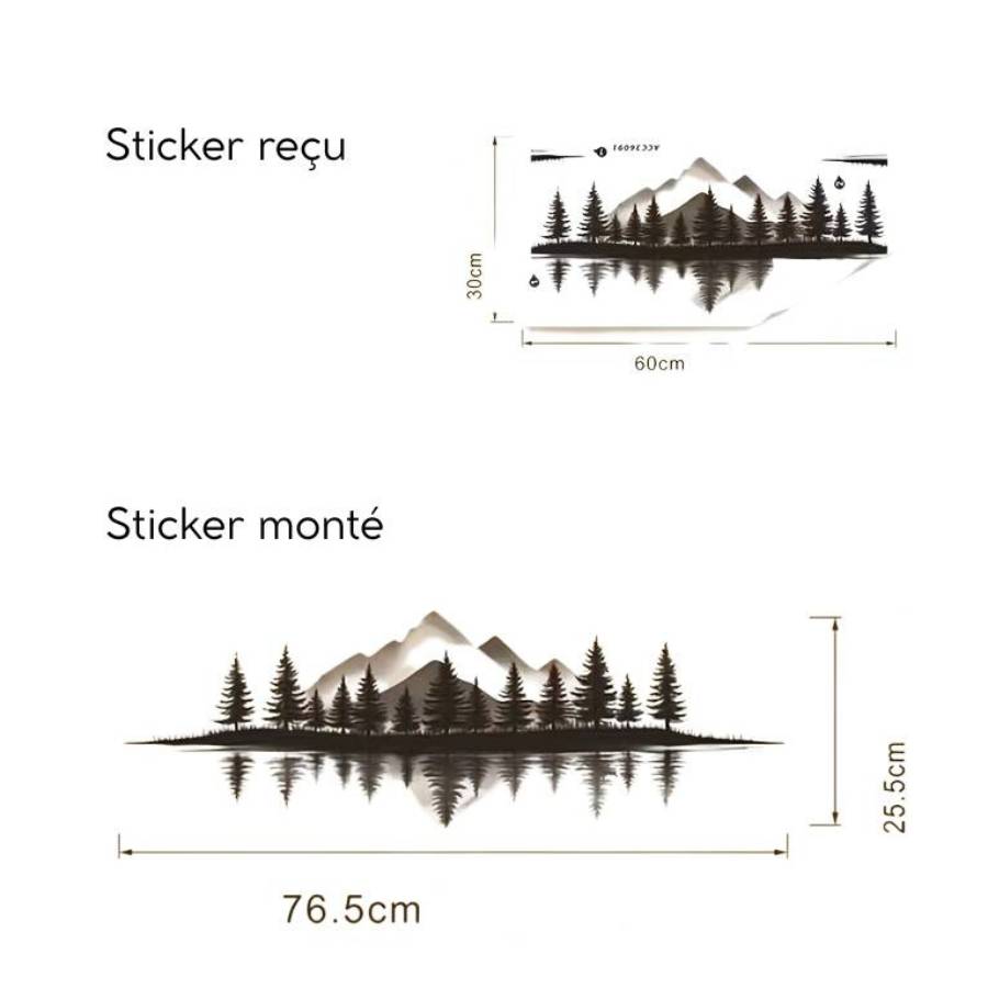 dimensions sticker montagne feng shui taille 76cm 25cm
