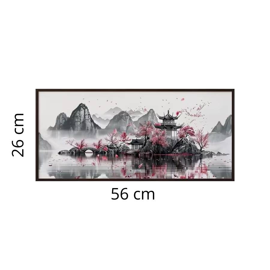 dimensions sticker paysage feng shui eau 26 cm 56 cm