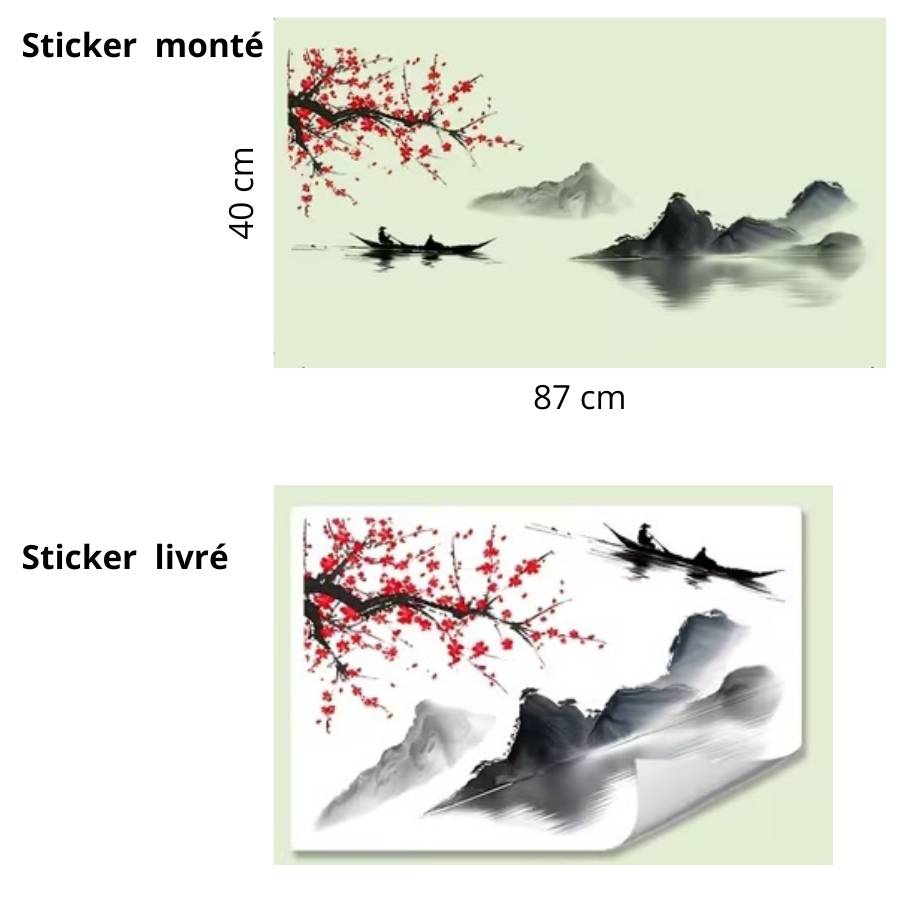 dimensions sticker poésie zen 87x40 cm feng shui
