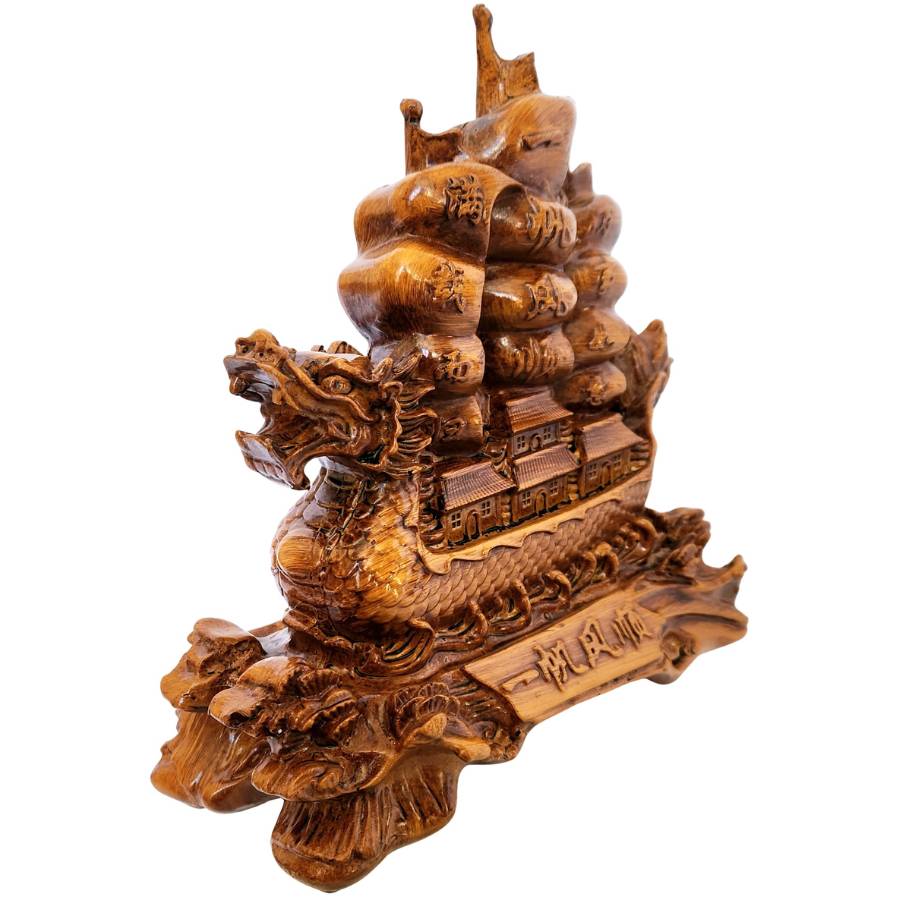 grande statue bateau dragon feng shui détail dragon et bateau