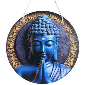plaque bouddha bleu feng shui decoration murale apaisante