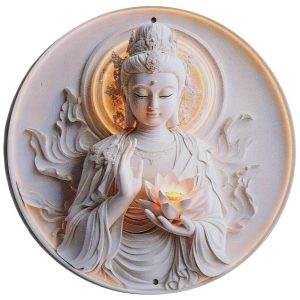 plaque guan yin lotus feng shui decoration murale apaisante