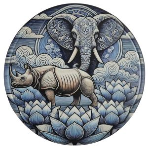 plaque decorative remede etoile volante 7 rhinoceros elephant feng shui