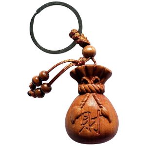 porte cles bourse richesse feng shui bois porte bonheur prosperite