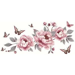 sticker magnolia feng shui fleurs roses decoration murale
