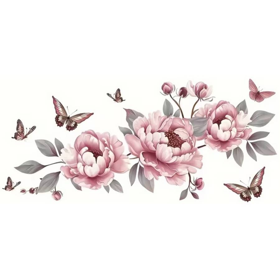 sticker magnolia feng shui fleurs roses decoration murale
