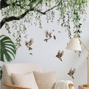 sticker oiseaux feng shui branches arbre decoration murale nature