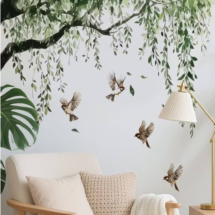 sticker oiseaux feng shui branches arbre decoration murale nature