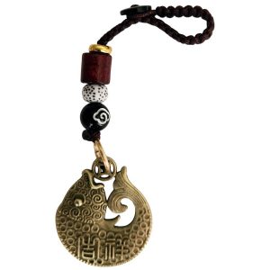 Porte clés carpe d’abondance Feng Shui en laiton symbole richesse et réussite