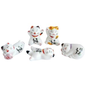 ensemble 5 maneki neko chance joie feng shui chats porte bonheur