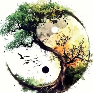 sticker arbre de vie yin yang feng shui mural