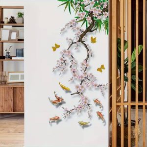 sticker carpes koi cerisier feng shui decoration murale zen