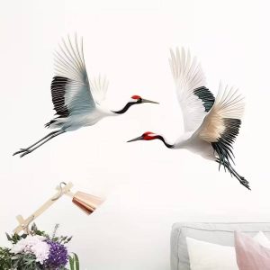 sticker grues longevite feng shui decoration murale apaisante